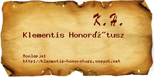 Klementis Honorátusz névjegykártya